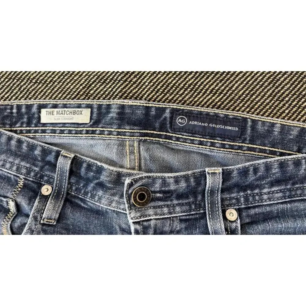 Adriano Goldschmied AG 34X34 The Matchbox Slim Straight Faded Blue Jeans - Picture 3 of 9